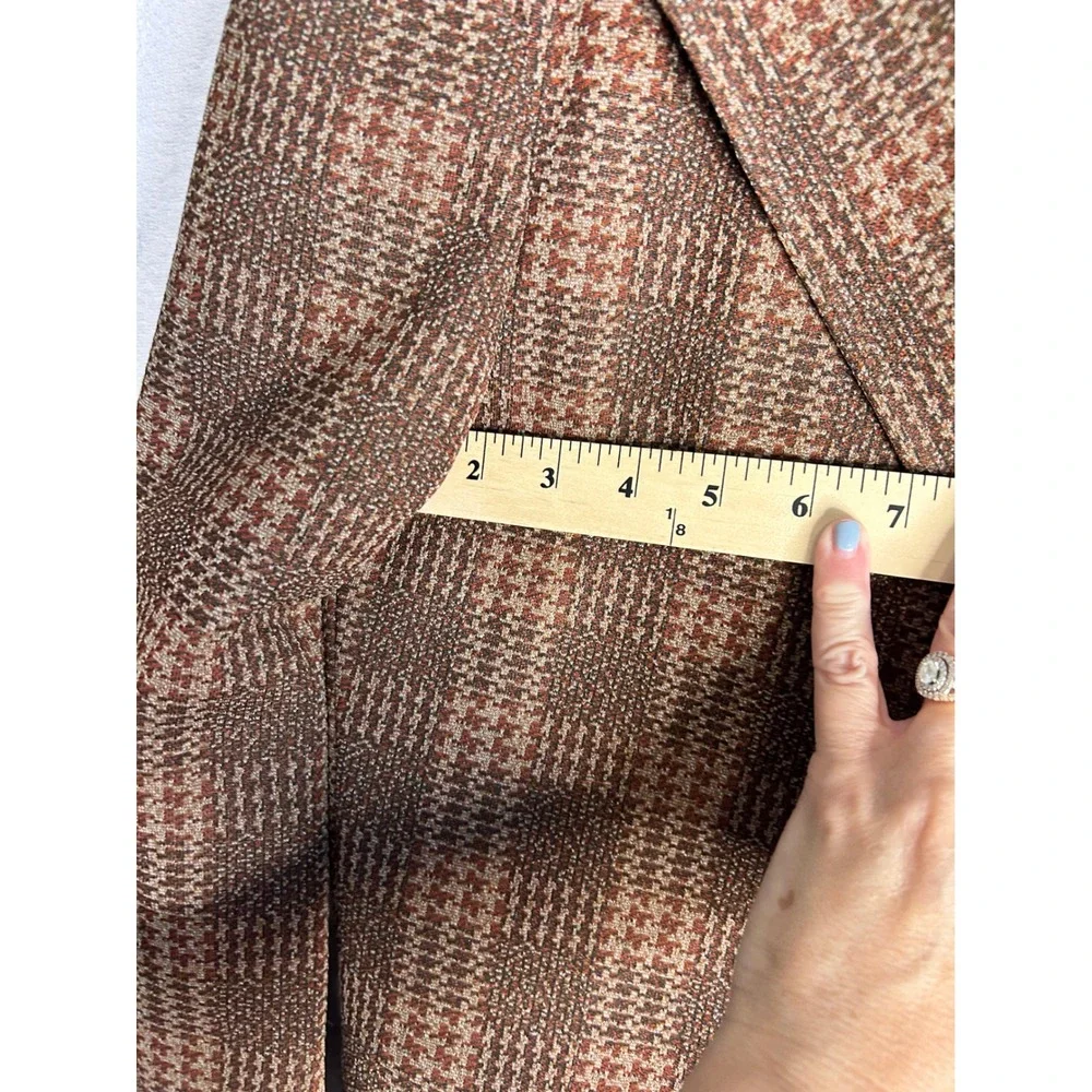 Oakmont Vintage Mens Brown Plaid Two Button Blazer Sport Coat size 44S see pics